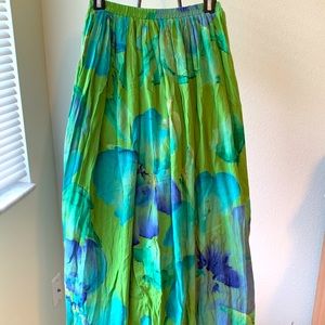 Watercolor Floral Vintage Maxi Skirt